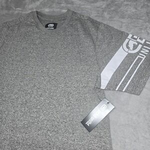 Ecko Unltd T Shirt Mens Small Gray Marled Graphic Sleeve Logo Streetwear NWT